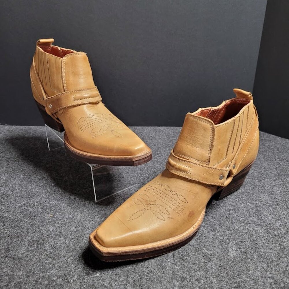 Vintage Men's Leather Western Ankle Boots SZ 7 - Picture 2 of 12